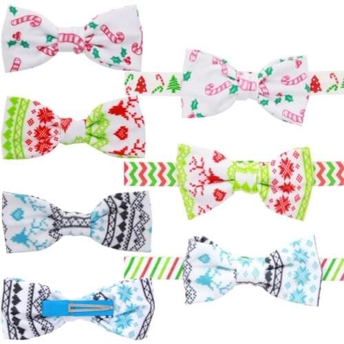 6pcs/lot 4inch 10 Cotton soft material Christmas hair bows for girls' hair accessories