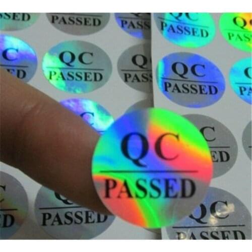1000Pcs 10mm QC PASSED Laser Sticker Hologram PET Paper Label Product Certification Stickers