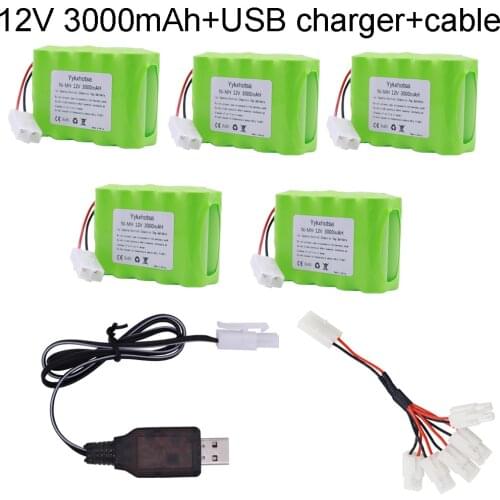 NI-MH Battery 12V 3000mAh with chager 5in1 cable for RC Cars RC Boast Remote Toys accessory 10x AA 12 V Ni-MH Battery Pack