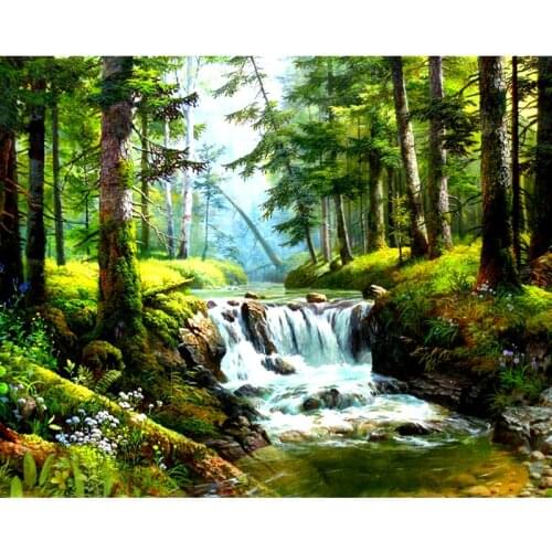 Full Square/Round Drill 5D DIY Diamond Painting "forest river scenery" 3D Embroidery Cross Stitch 5D Rhinestone Decor Gift