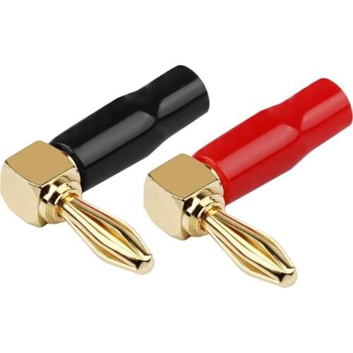 Audio Jack Banana Plug Male Adapter 6mm Gold Plated 90 Degree Angled L Type Speaker Terminals Acoustics Jack Connectors