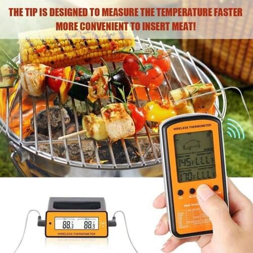 Wireless Remote BBQ Thermometer Dual Probe Digital Cooking Meat Food Oven Thermometer for Grilling Smoker BBQ