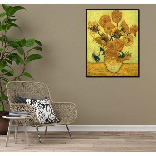 Digital Oil Painting Van Gogh Sunflower European Style Living Room and Bedroom Furniture Wall Background Decorative Art