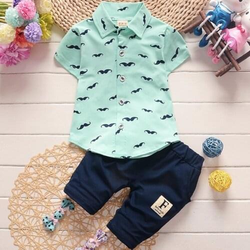 Childrens Clothing Summer New Small and Medium Short-sleeved Shirt Set 1-2-3-4 Years Old Male Baby Two-piece Childrens Suit