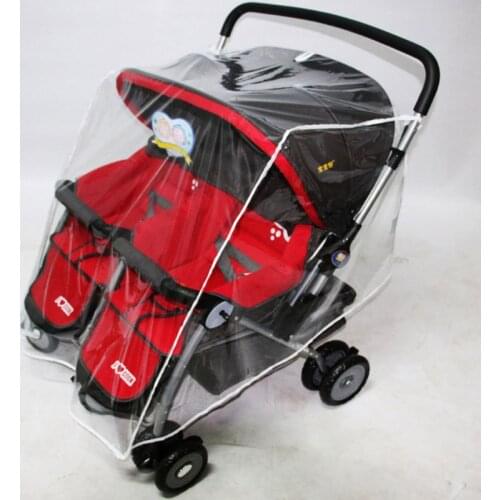Baby Pushchairs Rain Cover for Twins Clear Stroller Raincoat Wind Dust Shield Q1FE