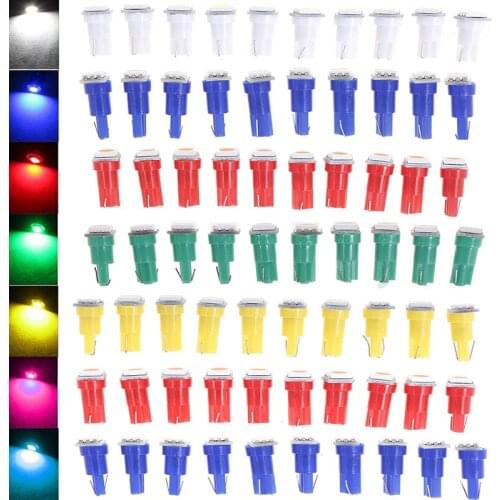 DIC 50Pcs T5 5050 1SMD Instrument Light Bulbs 24V DC Wedge LED White Green Yellow Pink Red Blue Car Auto Dashboards Gauge Lamp