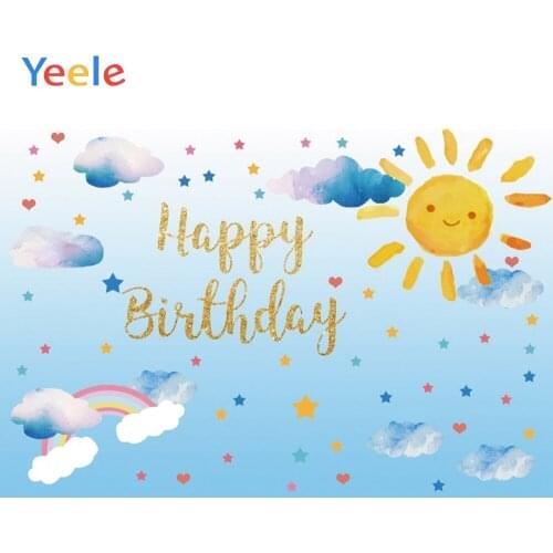 Yeele Baby Birthday Party Sun Cloud Rainbow Starry Photography Backdrops Personalized Photographic Backgrounds For Photo Studio