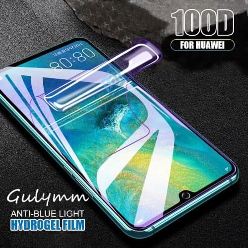 100D Anti Blue Light Screen Proctor Hydrogel Film Full Cover For Huawei P30 40 P20 Mate 30 20 Honor 9X Lite Pro Protective Film