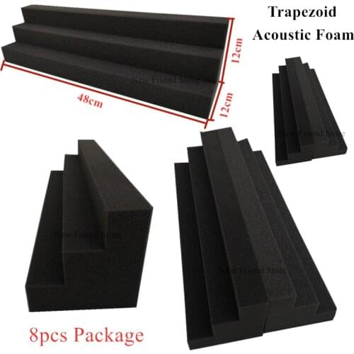 8PCS 12x12x48cm Bass Trap Acoustic Wall Foam Black Soundproofing Insulation Studio Protective Decration Sponge