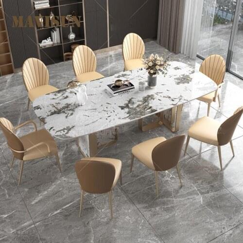 Italian Light Luxury High-End Rock Board Rectangular Dining Table Household Small Apartment Modern Minimalist Kitchen Table Set