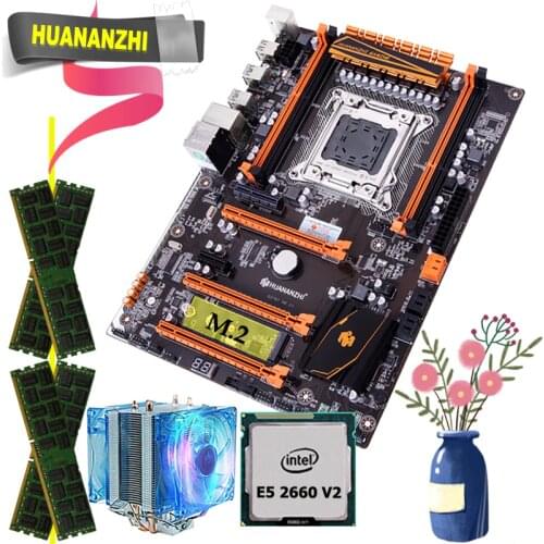Quality guarantee brand new HUANANZHI X79 deluxe gaming motherboard with M.2 NVMe CPU Xeon E5 2660 V2 RAM 16G(4*4G) DDR3 RECC