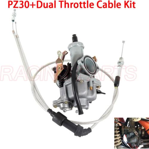 PZ30 30mm Carburetor Accelerating Pump Cable Choke Carb PZ30B + Dual throttle cable Kit for ATV Dirt Bike Pit Quad 200cc 250cc