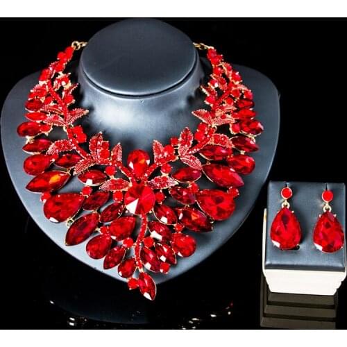 LAN PALACE wedding jewellery set bridal jewelry engagement necklace and earrings glass sets for party free shipping