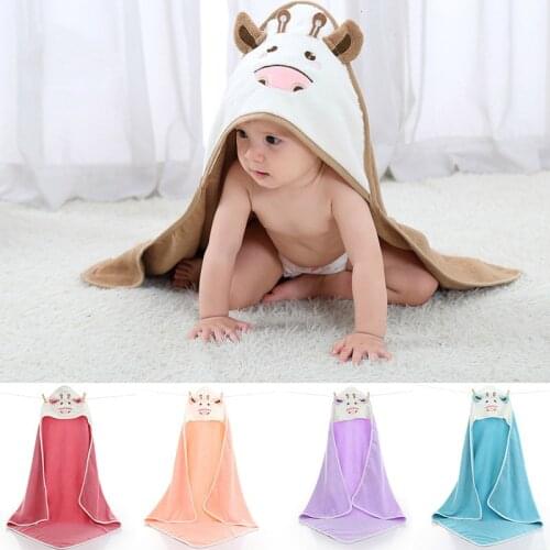 Cute Cartoon Little Cow Styling Cloak Bath Towel Combed Cotton Infant Hooded Cape Cloak Soft And Breathable Baby Towel Newborn