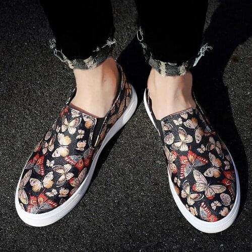 Brand Mens Shoes 2020 Spring New Hot Mens Shoes Natural Leather Fashion Trend Personality Comfortable Printing Casual Shoes