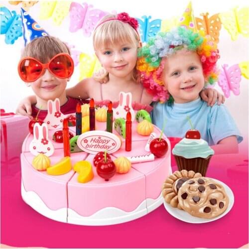 N170 Children have a family of toys 54 pieces of kitchen utensils set fruit birthday cake cut to see creative assembly toys