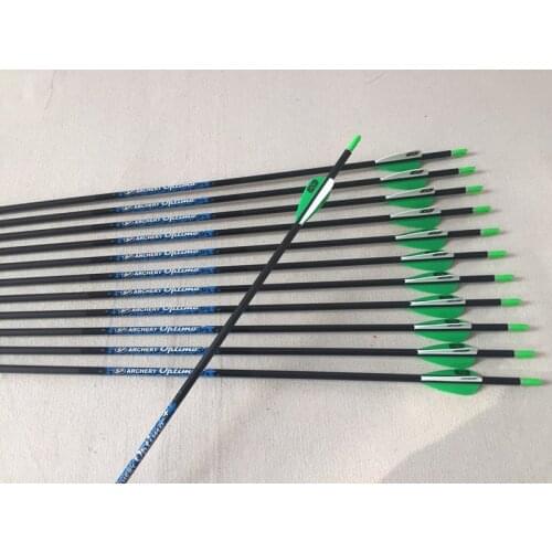 12pcs Carbon arrow spine500/600/700/800 ID4.2 1.75"arrow vane 80/100/120grain point arrowhead Pin Nock Bushing for Recurve bow