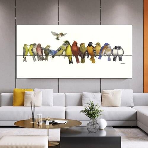 Nordic Simple Perching Little Bird Canvas Painting for Living Room Posters Prints Wall Pictures Modern Bedroom Home Decoration