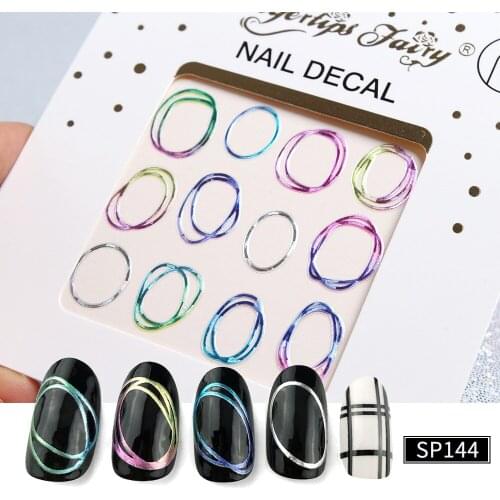 Newest SP144 laser gold stamping 3d nail sticker decals rhinestones DIY decorations tools for nail art wraps