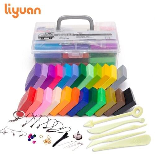 2019 New 24 Colors Polymer Clay DIY Soft Modelling Clay Set with 5 pcs Tools Gift Box for Child Nontoxic Slime Toys Malleable