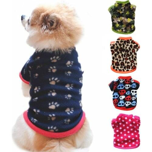 Pet Dog Clothes Warm Winter Dog Coat Cotton Fleece Puppy Clothes Puppy Small Dogs Cat French Bulldog Printed Vest Clothing XS-L
