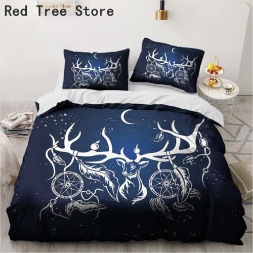Deer Elk Dreamcatcher 3d Bedding Set Navy Printed Fantasy Luxury Duvet Cover Sets Comforter Bed Linen Queen King Single Size