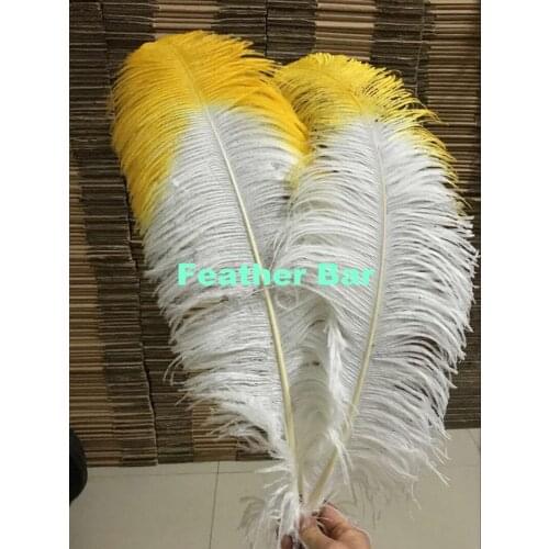 Wholesale 50pcs Tip Dyed Gold Yellow Ostrich Feather size 50-75cm 20-30inch Big pole Ostrich Decoration Wedding DIY Feathers