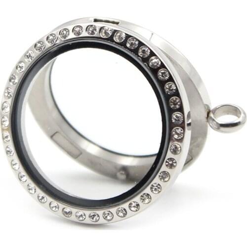 Wholesale Crystal Magnetic Floating Locket 316L Stainless Steel Floating Memory Glass Locket Pendant for Women DIY Necklace