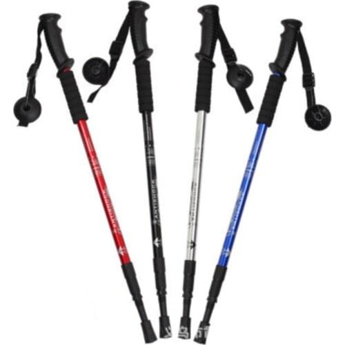 Outdoor Hiking Camping Walking with Straight Handle and Compass Trekking Stick