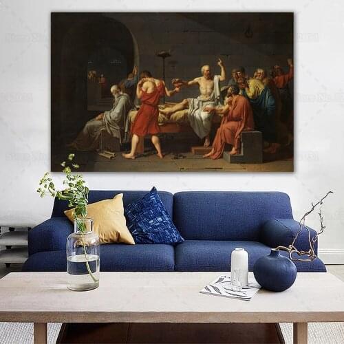The Death of Socrates Poster Classical Famous Painting By David Wall Art Decoration for Living Room