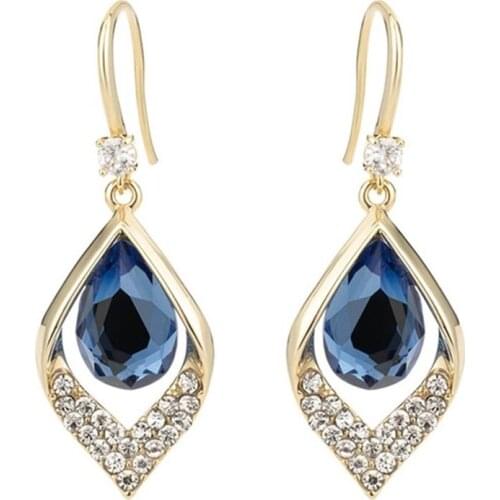 Luxury Hanging Earrings For Women Geometric Rhombus Drop Earrings Synthetic Diamond Earrings Pendientes Mujer Kolczyki Damskie