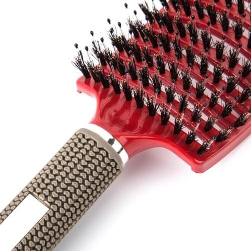 Y1UF Hairbrush Bristle Nylon Comb Hair Scalp Massage Salon Hairdressing Styling Tools