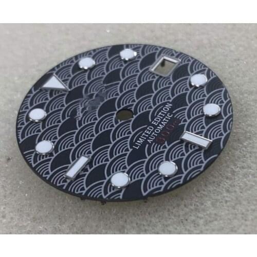 SKX007 28.5MM Green Luminous Watch Dial for NH35/36 Movement with S Logo