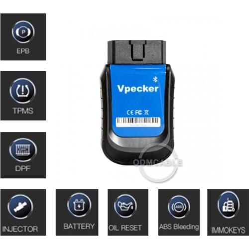 VPECKER E4 Phone Bluetooth Full System OBDII Scan Tool for Android Support ABS Bleeding/Battery/DPF/EPB/Injector/Oil Reset/TPMS