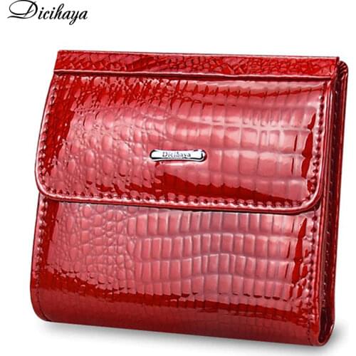 DICIHAYA Women Wallet Patent Leather Lady Short Hasp Zipper Coin Card Holder Purse Mini Wallets Female Luxury Alligator Purses