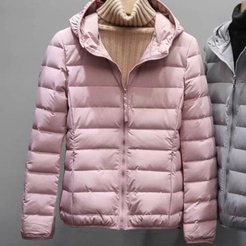 Womens Winter Coat Ultra Thin Down Jacket Female Long Sleeve Stand Collar Short Duck Down Coats Ladies Basic Warm Outwear Q91