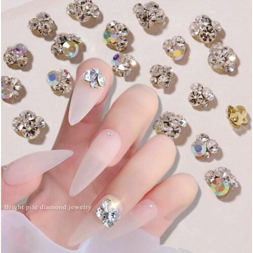 10pcs Charm 3D Nail Art Rhinestone Decorations Metal Alloy Shiny Diamond Crystal Jewelry Gems Manicure Design Accessories