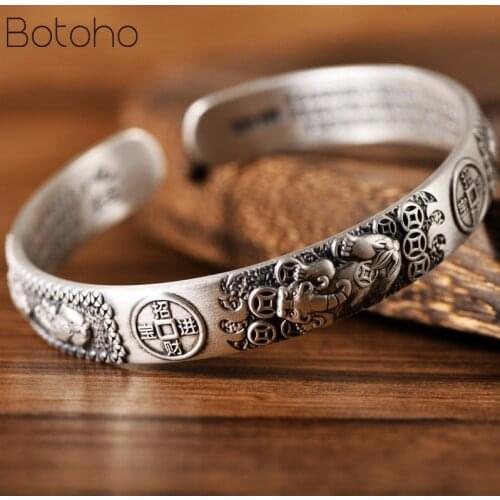 100% 999 Silver colour Pixiu Bracelet Fengshui Piyao Bangle Pure Thai silver colour Lucky Animal Bracelet Good for Wealth