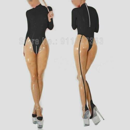 100% Latex Rubber Catsuit Hot and Sexy Tight Skin One Piece Jumpsuit Back and Crotch Zipper