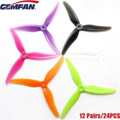 12 pairs/24 pcs Gemfan 51433 5inch 3 blade tri-blade Propeller Props Compatible Brushless Motor for FPV Racing Drone 51466