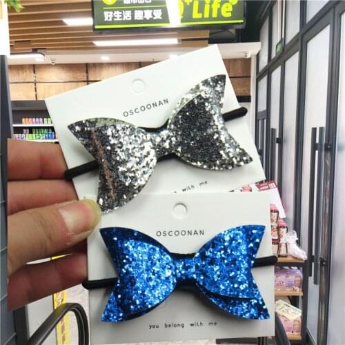 2PCS/LOT Double Layer Bows Select Elastic Bands For Baby Barrette Girls Novelty Hairpin Clips Scrunchy Kids Hair Accessories