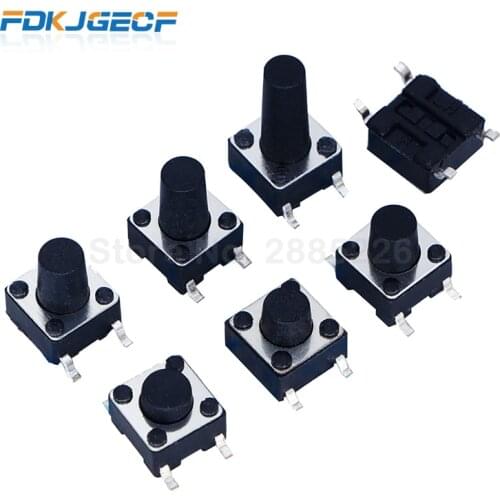 20PCS SMD 4PIN 6x6x4.3/5/6/7/8/9/10 mm Micro Tact Switch 0.5A 50V Push Button Switches 6x6x4.3mm 6x6x5mm 6x6x6mm 6x6x7mm 6x6x8mm