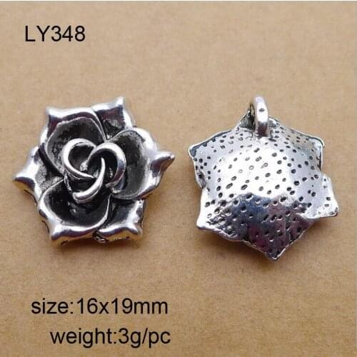 25pcs Antique Silver Alloy Rose Flower Charms Pendants For Bracelet Necklace Jewelry Making DIY Handmand Craft 16x19mm