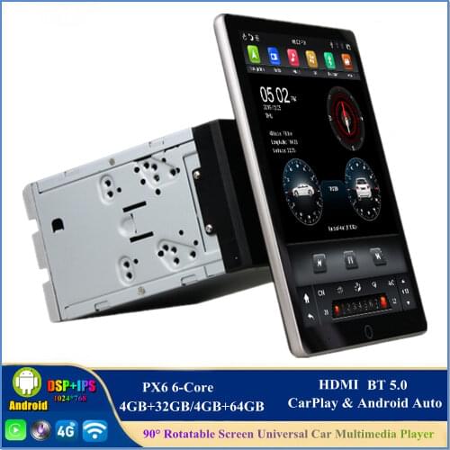 4gb+64gb PX6 Automatic Rotation Android 9.0 Universal Car DVD Player DSP Radio GPS Bluetooth WIFI CarPlay & Android Auto