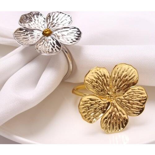 6pcs/lot Wedding simple plum napkin napkin 5 petals lucky flower napkin ring napkin ring