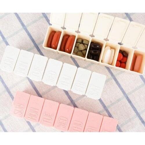 7-compartment medicine box cute at home mini compartments small pill box pocket Organizer Tablet Dispenser Split
