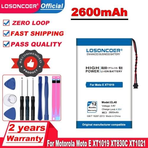 LOSONCOER 2600mAh EL40 Battery for Motorola Moto E XT1019 XT830C xt1021 Cell phone Battery