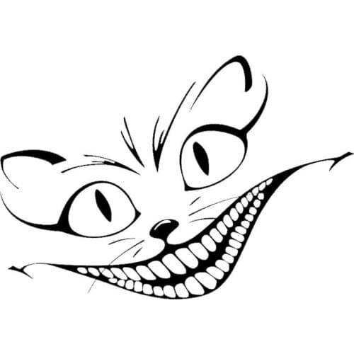 Car Sticker Alice In Wonderland Cheshire Cat PVC Decorative Sticker Funny Animal Car Sticker Creative Black/White,15cm*10cm