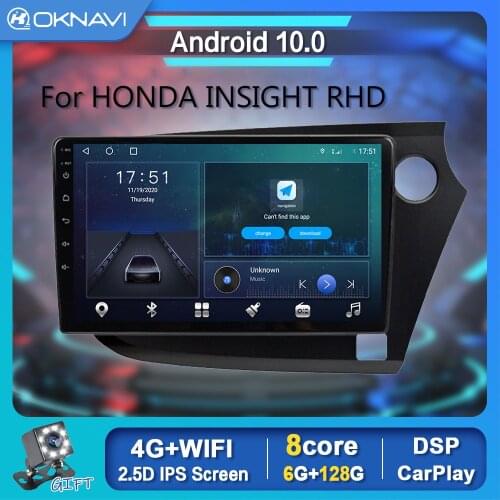 OKNAVI 6G 128G Android 10.0 Car Radio Player For Honda Insight RHD 2009-2014 2015-2019 GPS Stereo DSP Wireless Carplay OBD BT