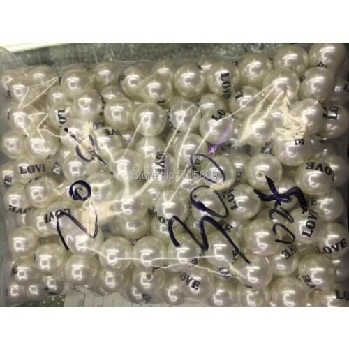 Free ship 20mm 300pcs/lots cream white faux pears beads pave love letter plastic pearl beads
